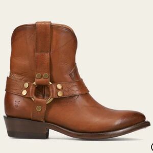 FRYE Billy Short Harness Leather Boots Saddle Brown 7.5 NEW